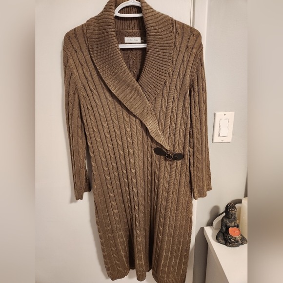 Sz XL Calvin Klien - Sleeve Side Leather Buckle Detail Sweater Dress - Picture 3 of 9